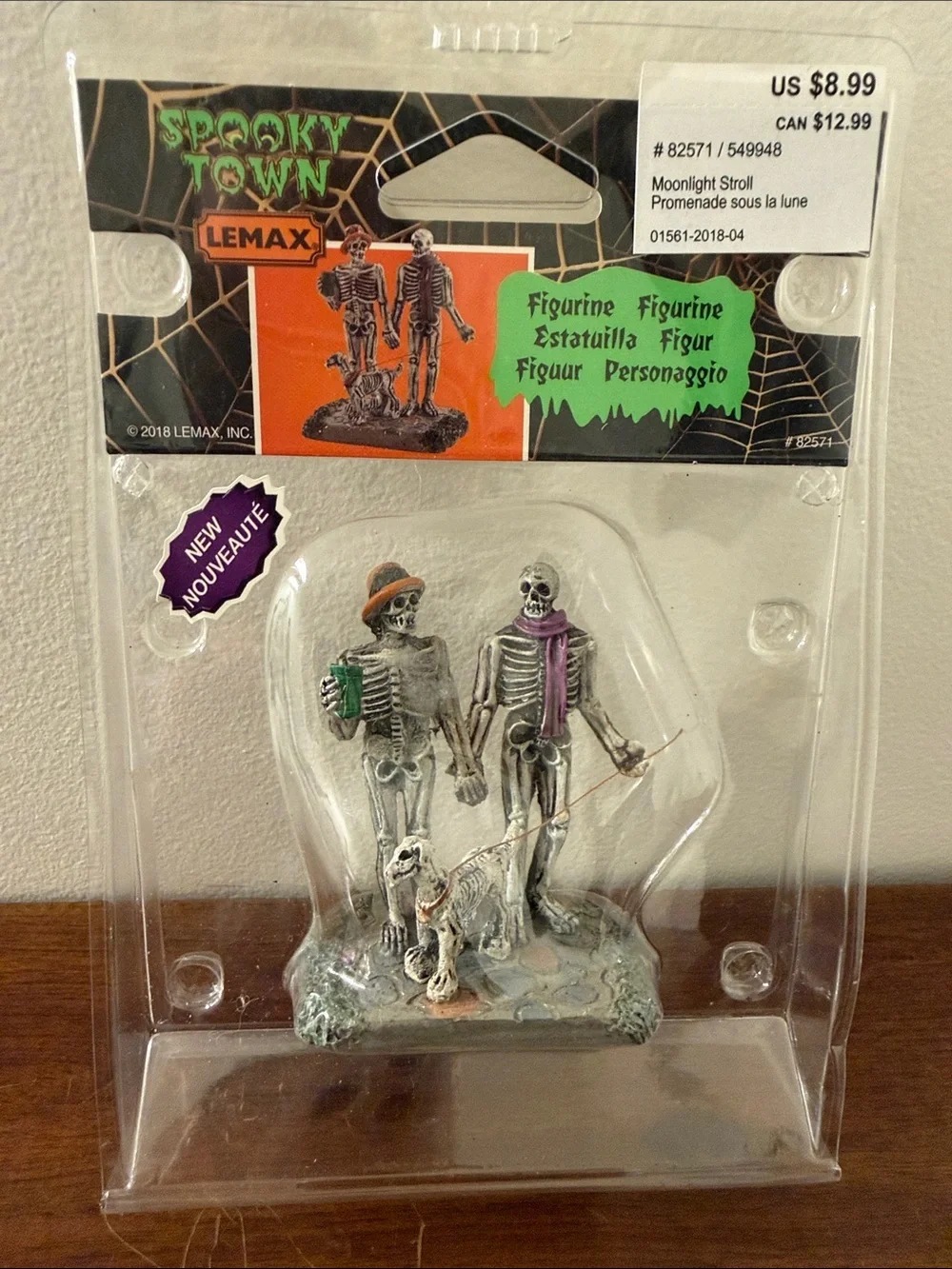 Lemax Moonlight Stroll Skeletons Walking Dog #82571 Halloween Village Decor